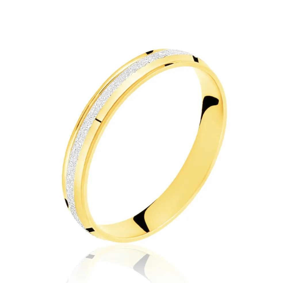 Alliance Caroline Sablee Demi Jonc Classique Or Bicolore