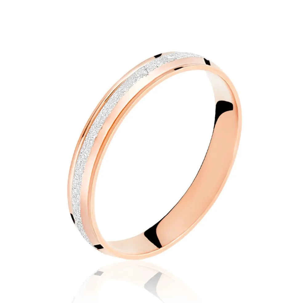 Alliance Caroline Sablee Demi Jonc Classique Or Bicolore