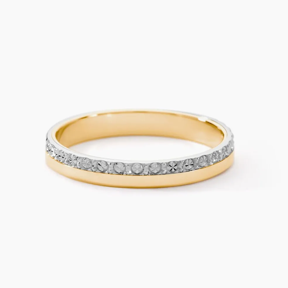 Alliance Fantaisie Diamantee Ruban Plat Or Bicolore
