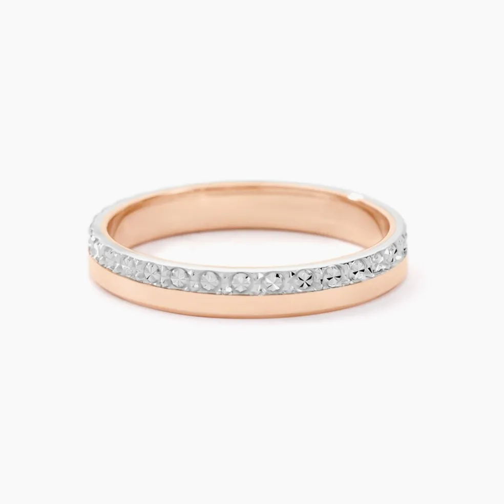 Alliance Fantaisie Diamantee Ruban Plat Or Bicolore