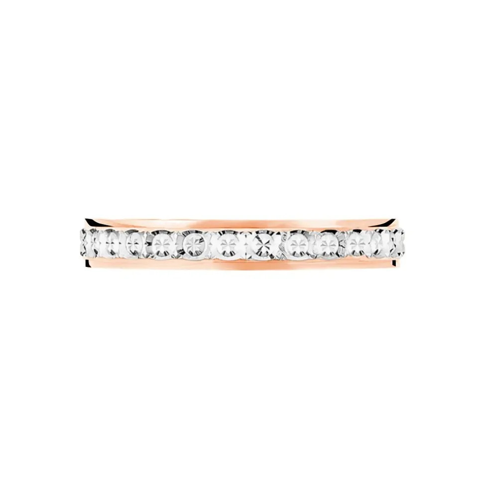 Alliance Fantaisie Diamantee Ruban Plat Or Bicolore