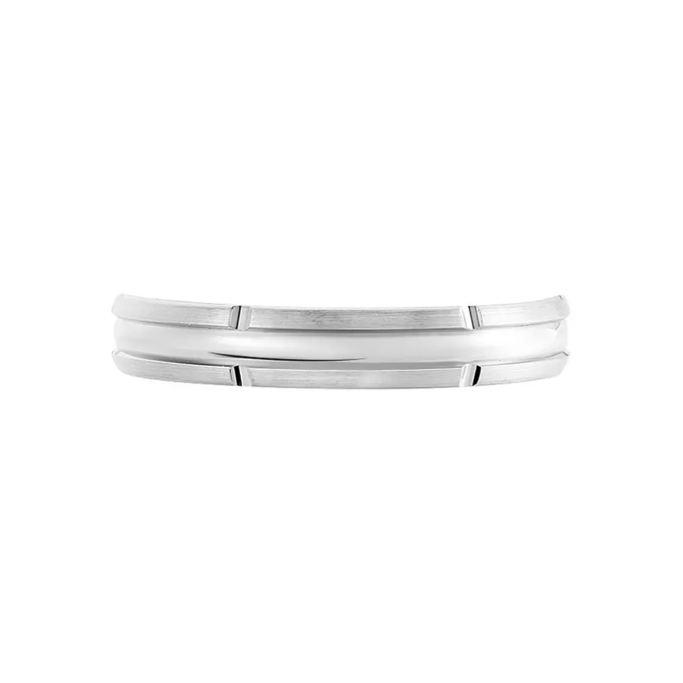 Alliance Fantaisie Mat Et Brillant Ruban Plat Palladium Blanc