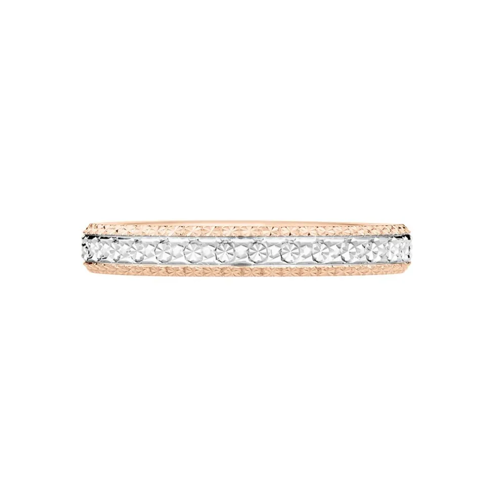 Alliance Multi Facettes Diamantee Demi Jonc Classique Or Bicolore