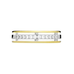 Alliance Serti Grains Ajoures Or Bicolore Diamant