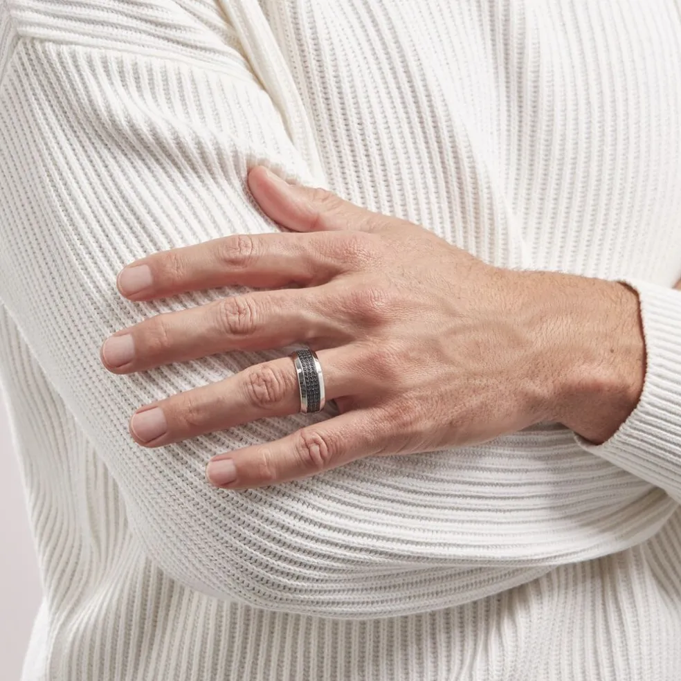 Bague Acier Blanc Tdeg Oxydes De Zirconium