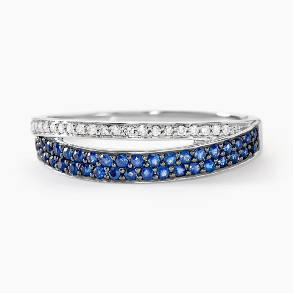 Bague Agapanthe Or Blanc Saphir Et Diamant