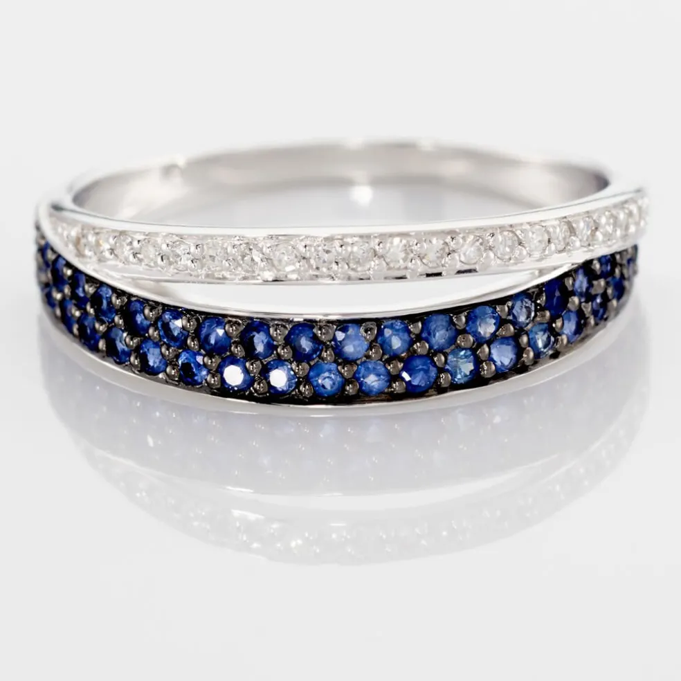Bague Agapanthe Or Blanc Saphir Et Diamant