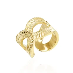 Bague Ajustable Agostino Acier Doré