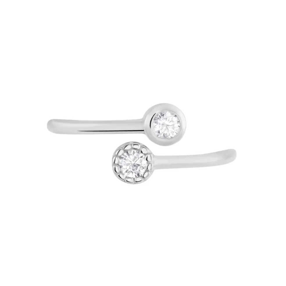 Bague Ajustable Mechte 1 Argent Blanc Oxyde De Zirconium