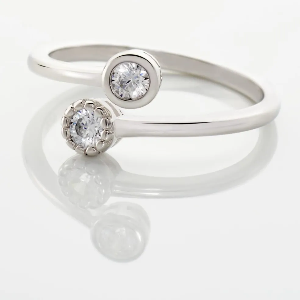 Bague Ajustable Mechte 1 Argent Blanc Oxyde De Zirconium