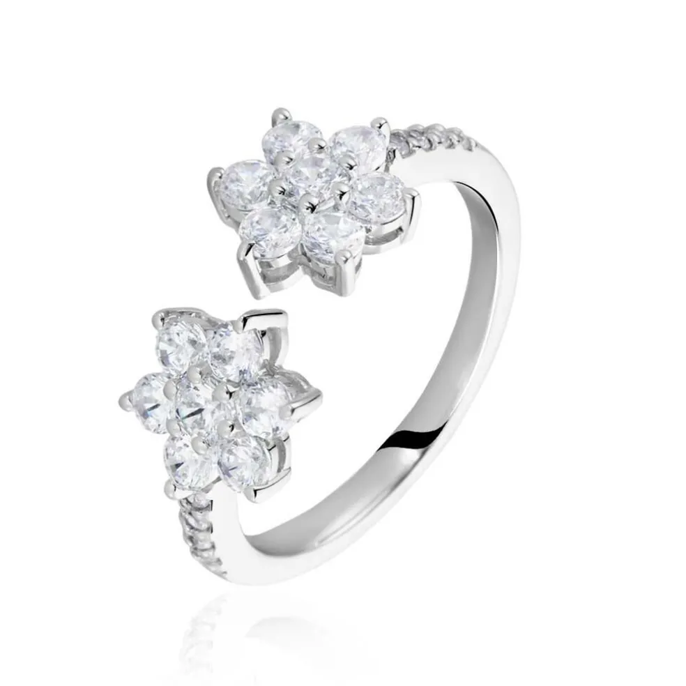 Bague Ajustable Sarette Argent Blanc Oxyde De Zirconium