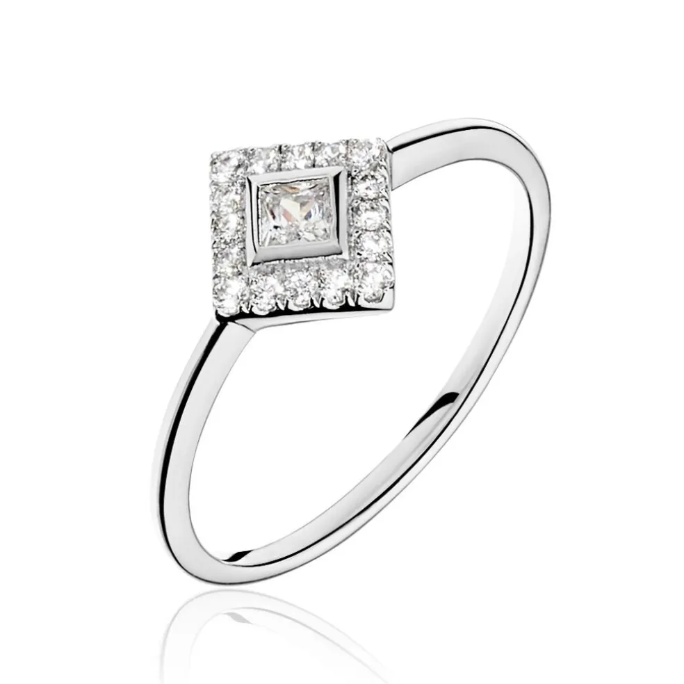 Bague Amane Argent Blanc Oxyde De Zirconium