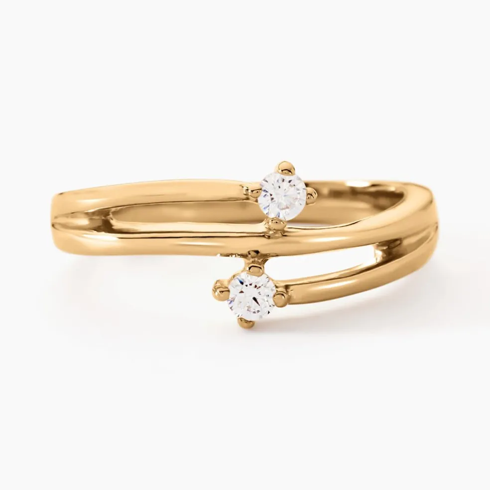 Bague Ana-lou Plaque Or Jaune Oxyde De Zirconium