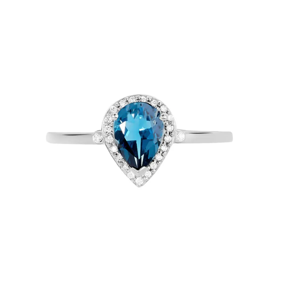 Bague Anatolie Or Blanc Topaze Et Oxyde De Zirconium