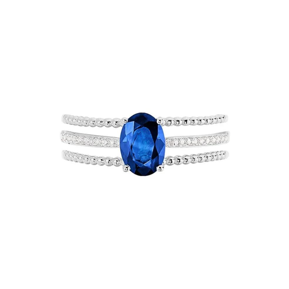Bague Andrea Or Blanc Saphir Et Diamant