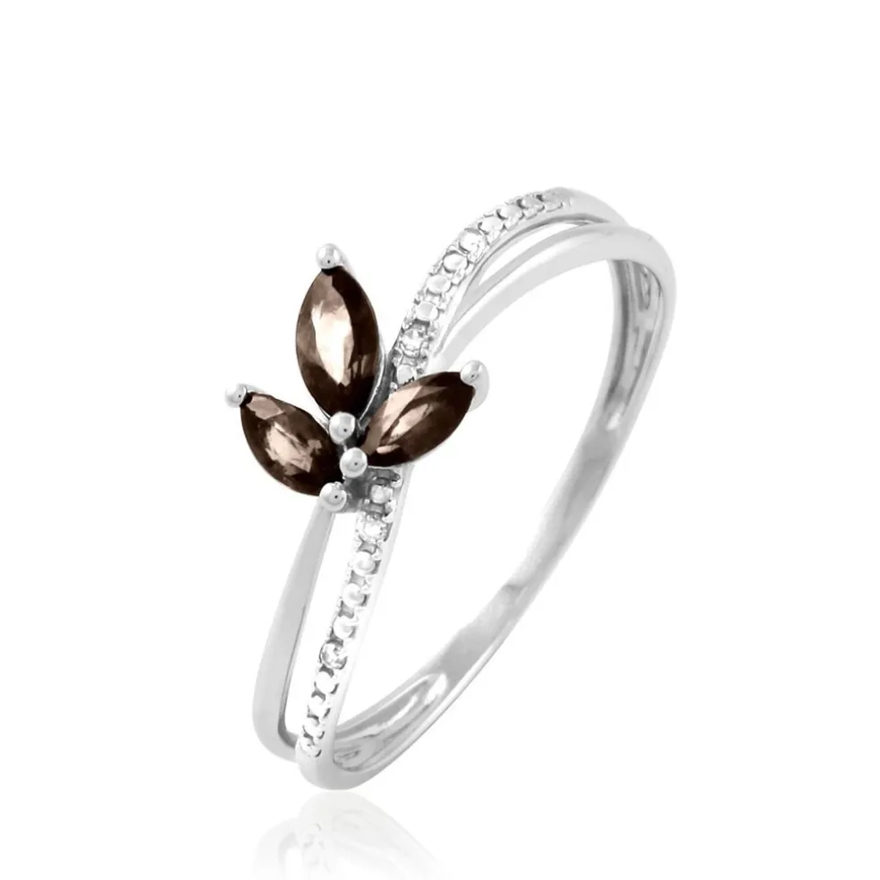 Bague Angie Or Blanc Quartz Et Diamant
