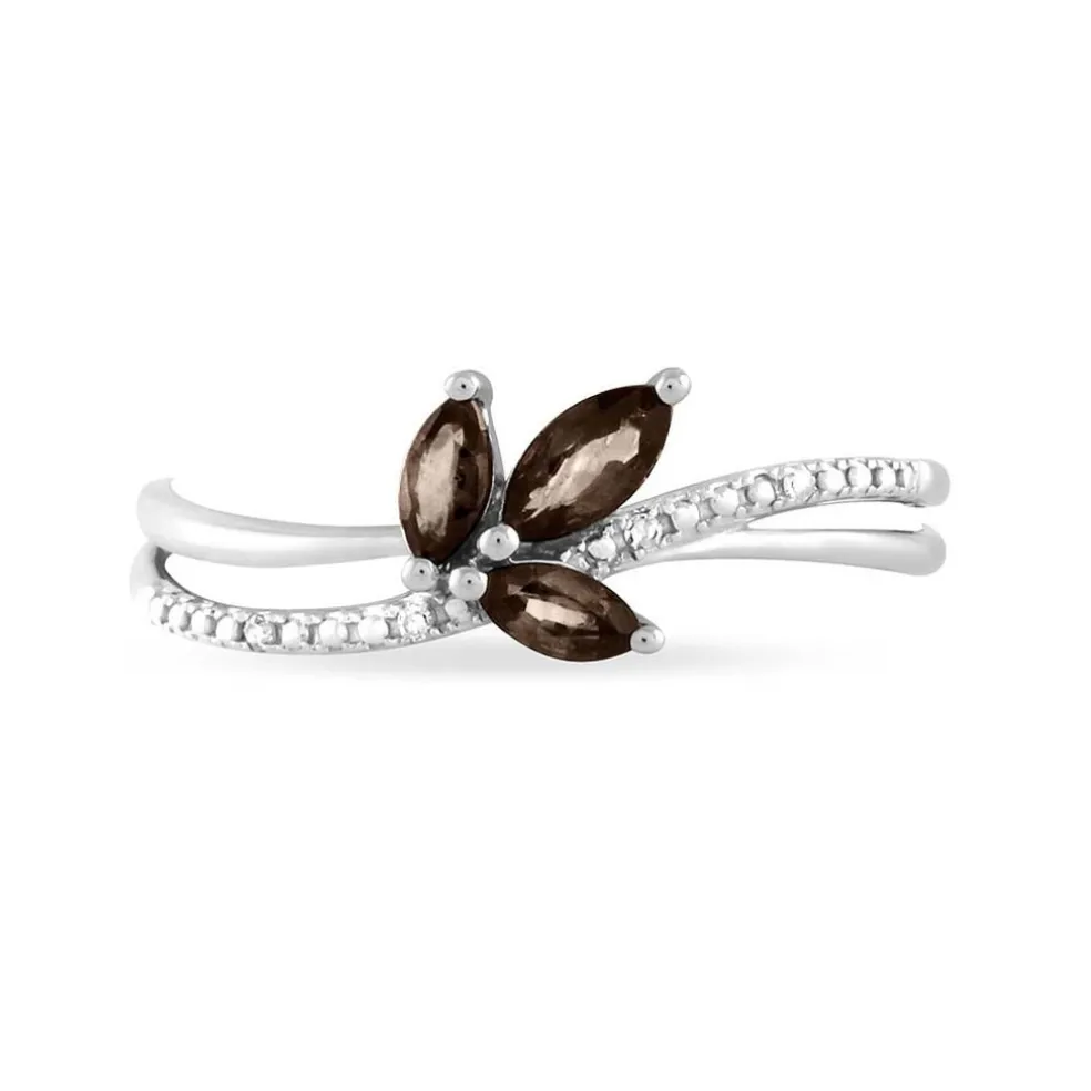 Bague Angie Or Blanc Quartz Et Diamant