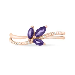 Bague Angie Or Rose Amethyste Et Diamant