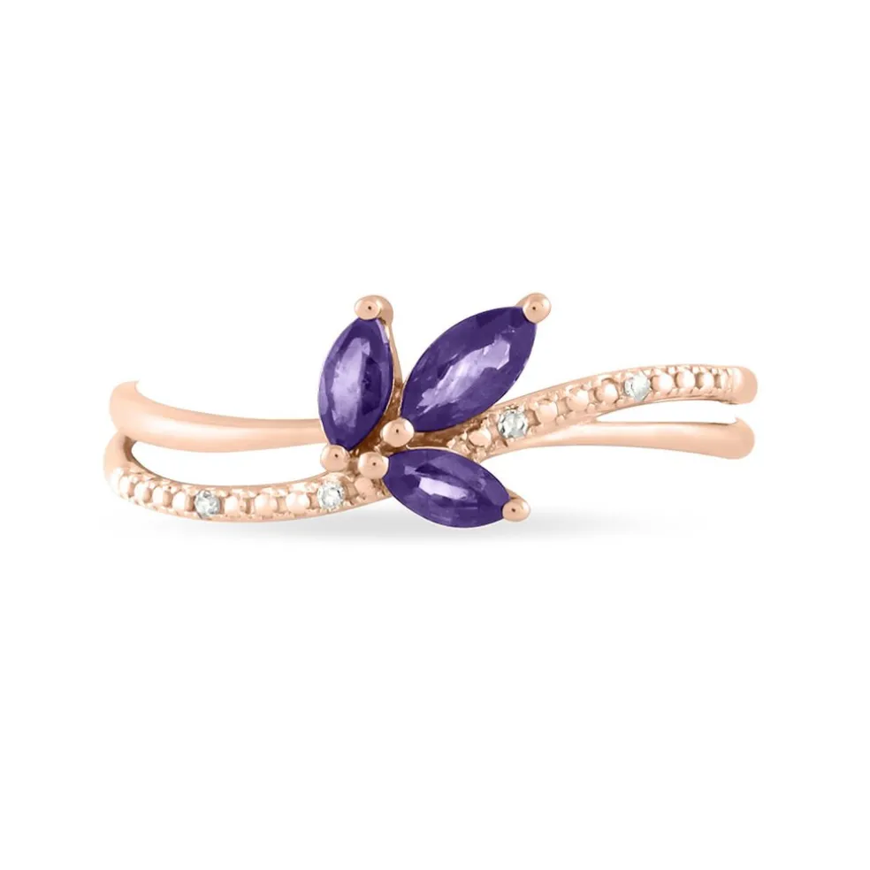 Bague Angie Or Rose Amethyste Et Diamant
