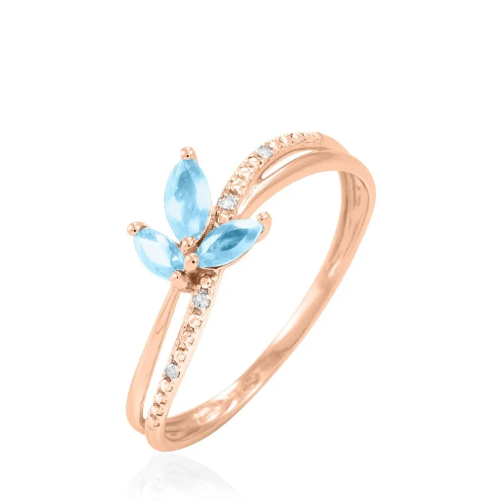 Bague Angie Or Rose Topaze Et Diamant