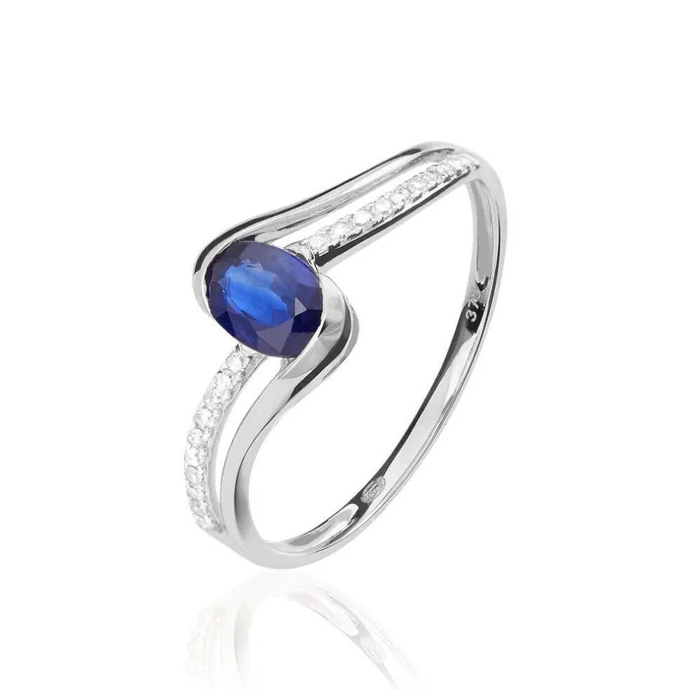 Bague Anja Or Blanc Saphir Et Diamant