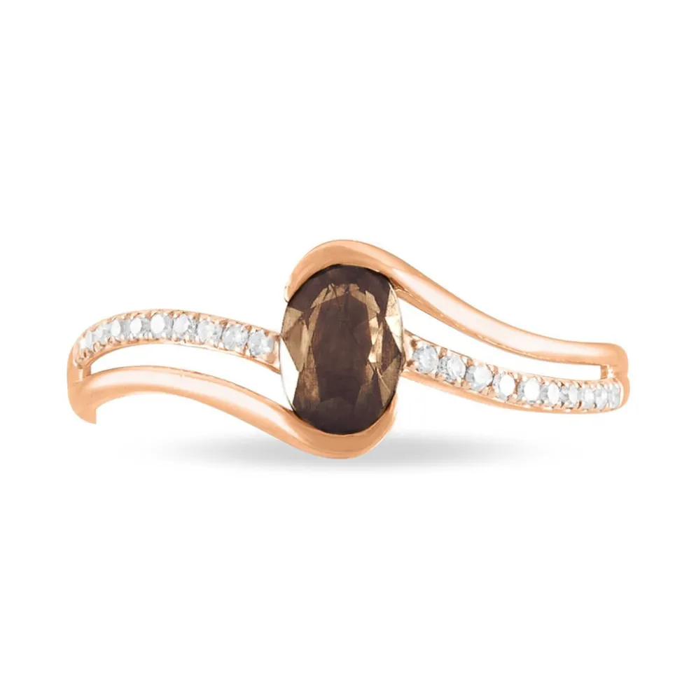 Bague Anja Or Rose Quartz Et Diamant