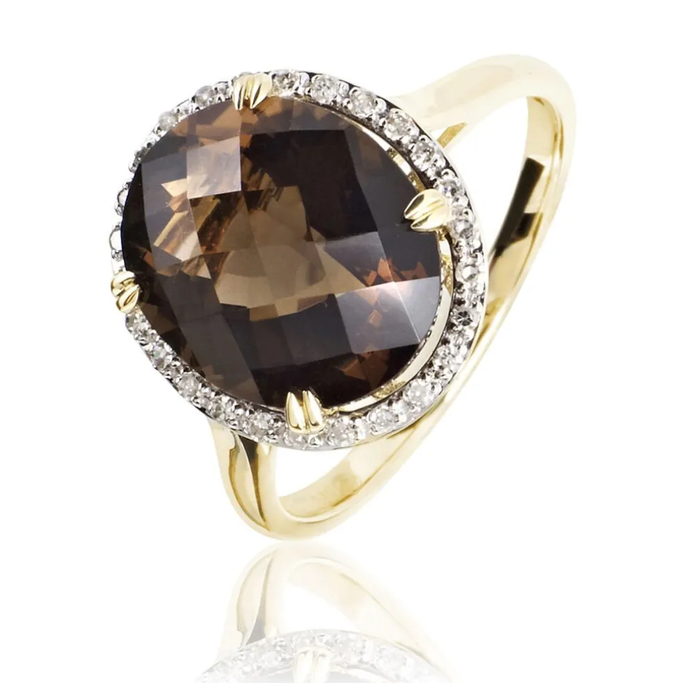 Bague Anna Or Jaune Quartz Et Diamant