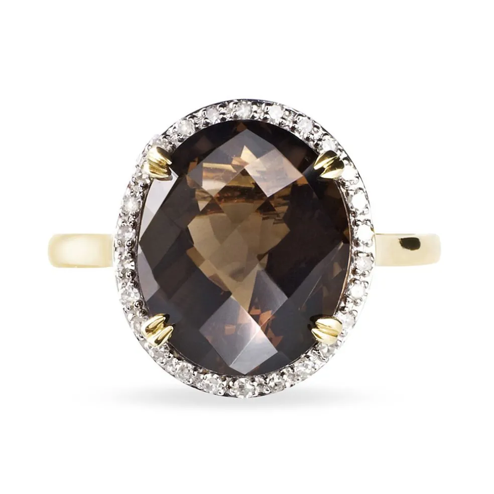 Bague Anna Or Jaune Quartz Et Diamant