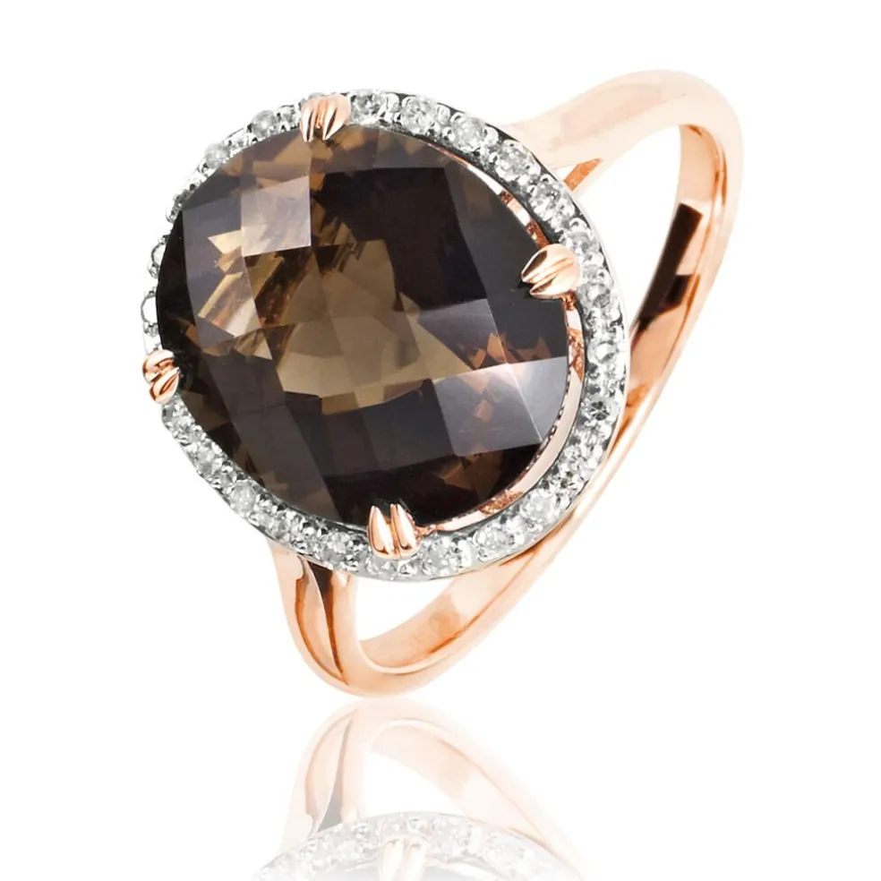 Bague Anna Or Rose Quartz Et Diamant