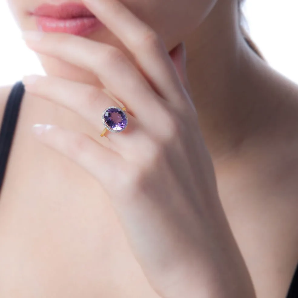 Bague Anna Or Rose Quartz Et Diamant
