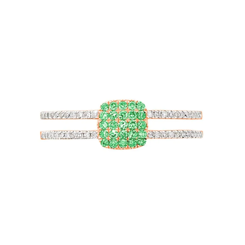 Bague Aude Or Rose Emeraude Et Diamant