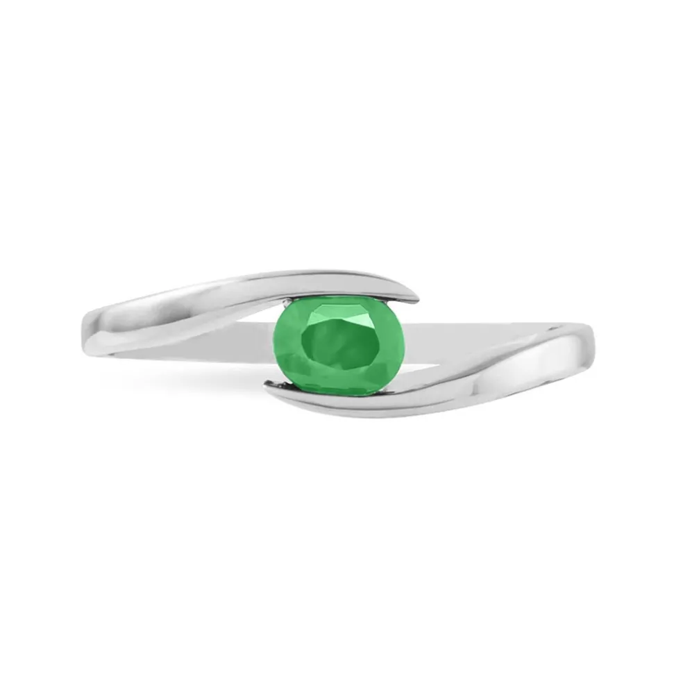 Bague Camilia Or Blanc Emeraude