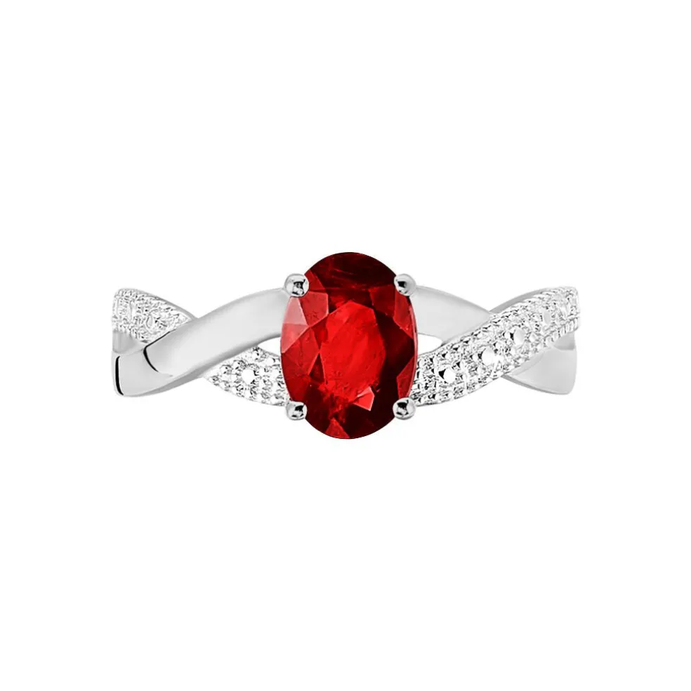 Bague Candice Or Blanc Grenat