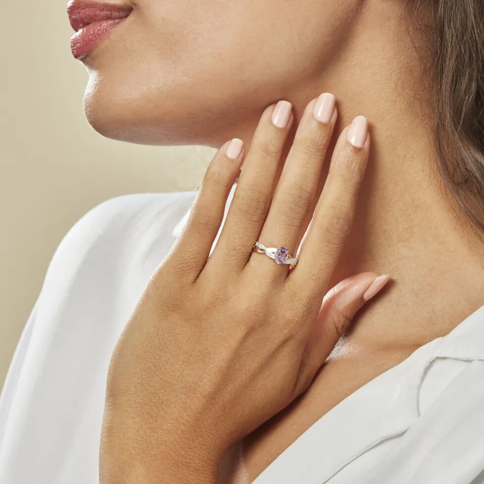 Bague Candice Or Jaune Amethyste