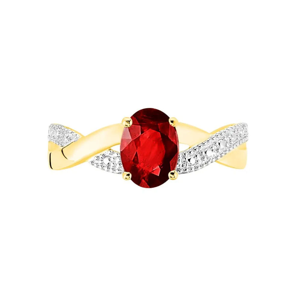 Bague Candice Or Jaune Grenat