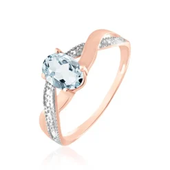 Bague Candice Or Rose Aigue Marine