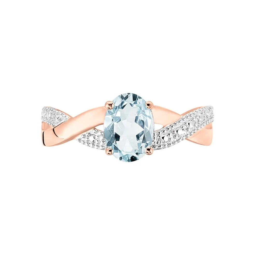 Bague Candice Or Rose Aigue Marine