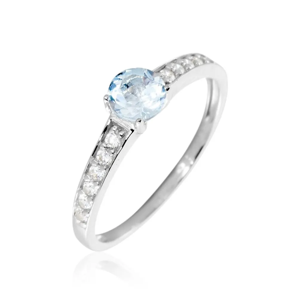 Bague Carrol Or Blanc Topaze Oxyde De Zirconium