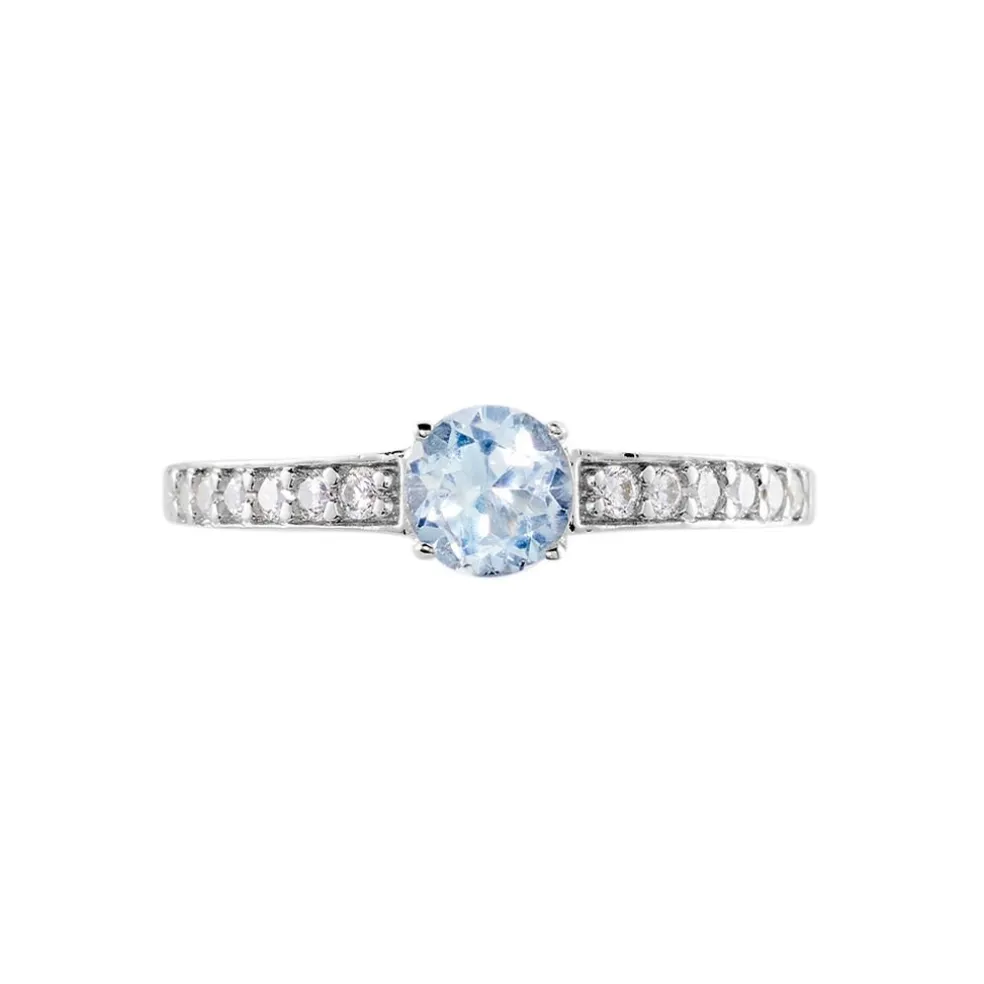 Bague Carrol Or Blanc Topaze Oxyde De Zirconium