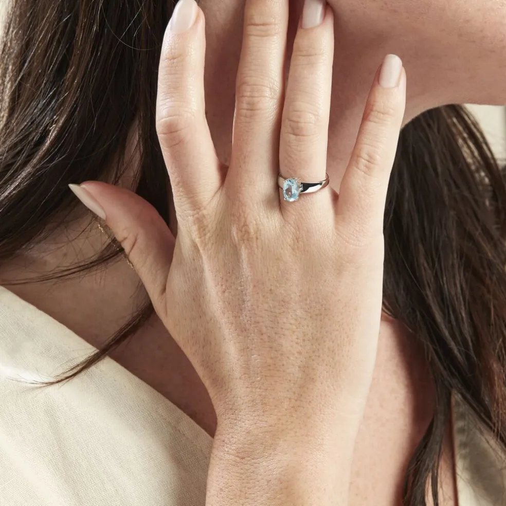 Bague Cassius Or Blanc Topaze Bleu Sky