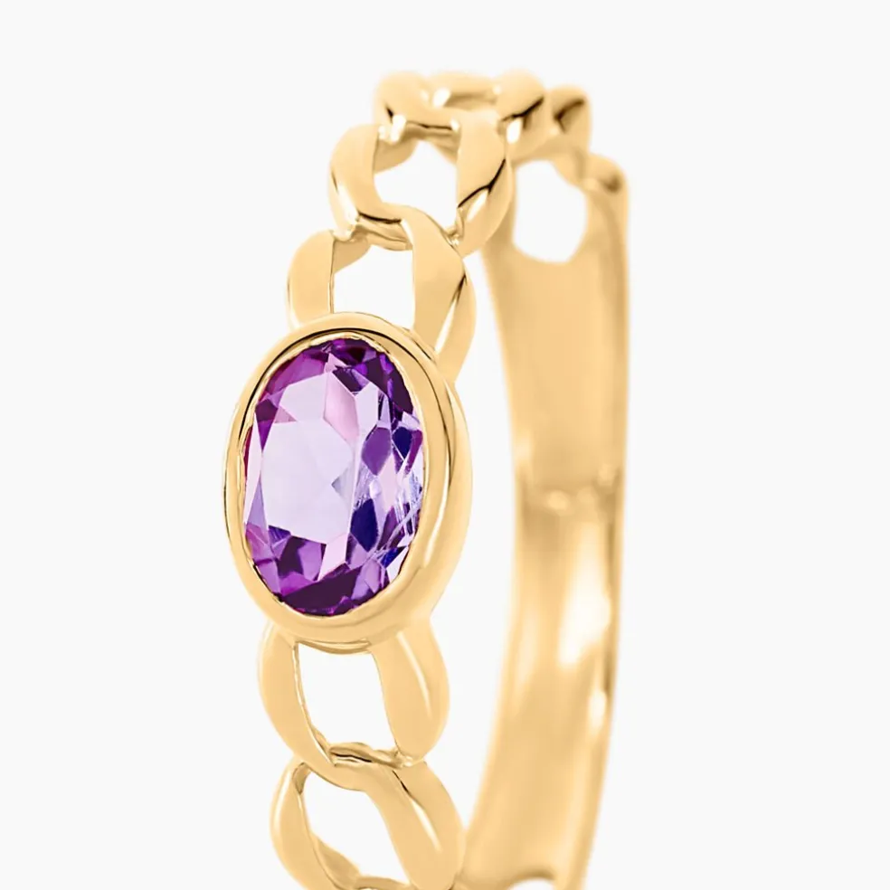 Bague Chain Or Jaune Améthyste