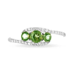 Bague Chloe Or Blanc Péridot Et Oxyde De Zirconium