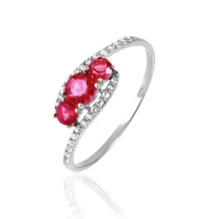 Bague Chloe Or Blanc Rubis Et Diamant