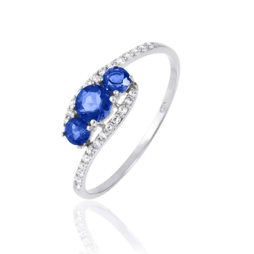 Bague Chloe Or Blanc Saphir Et Diamant