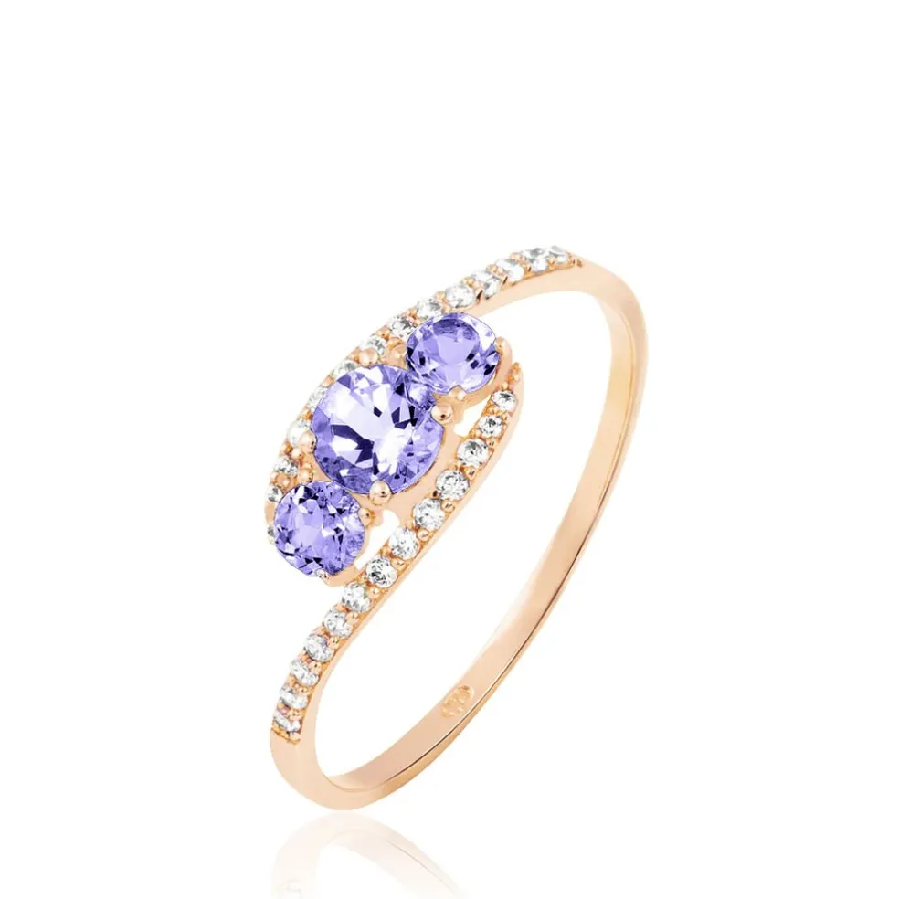 Bague Chloe Or Rose Amethyste Et Oxyde De Zirconium