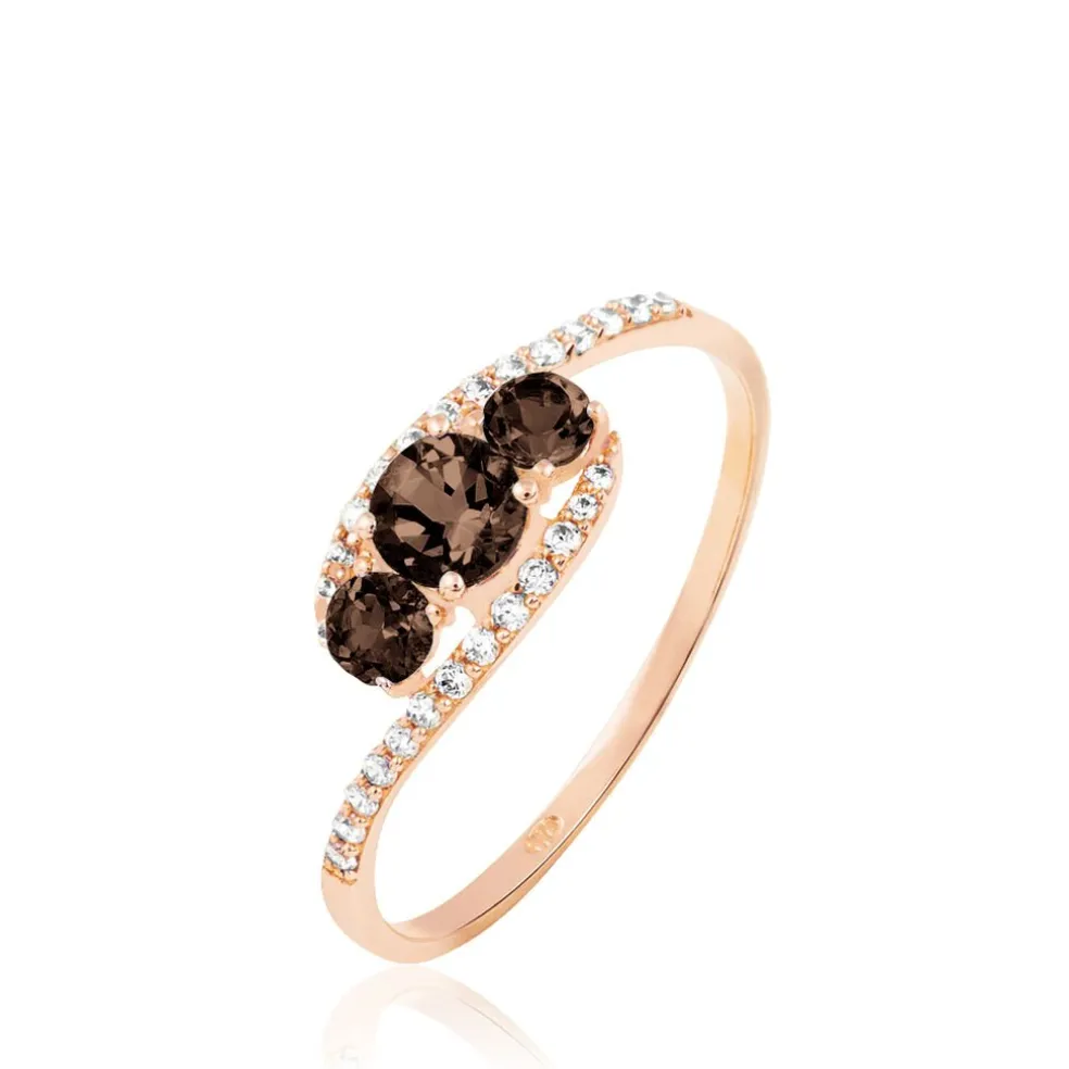 Bague Chloe Or Rose Quartz Et Oxyde De Zirconium