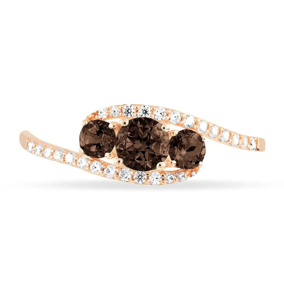 Bague Chloe Or Rose Quartz Et Oxyde De Zirconium