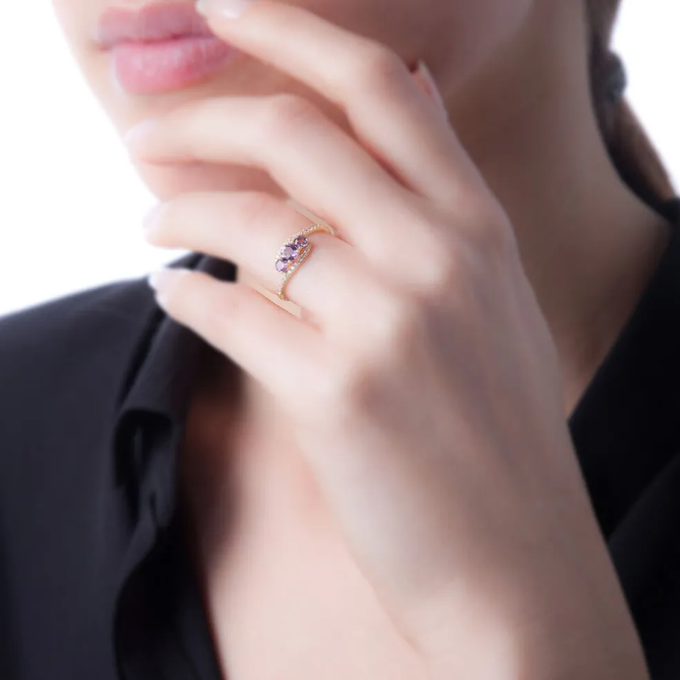 Bague Chloe Or Rose Saphir Et Diamant