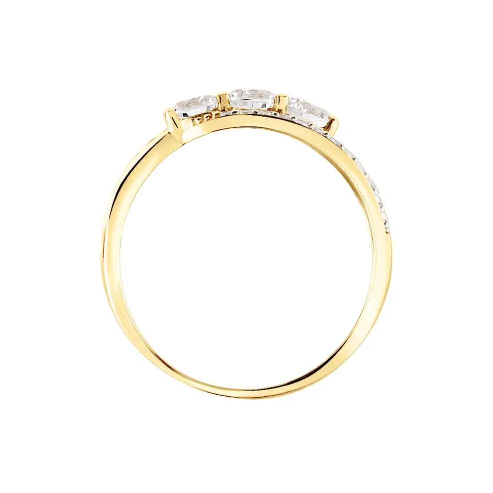 Bague Comete Or Jaune Oxyde De Zirconium