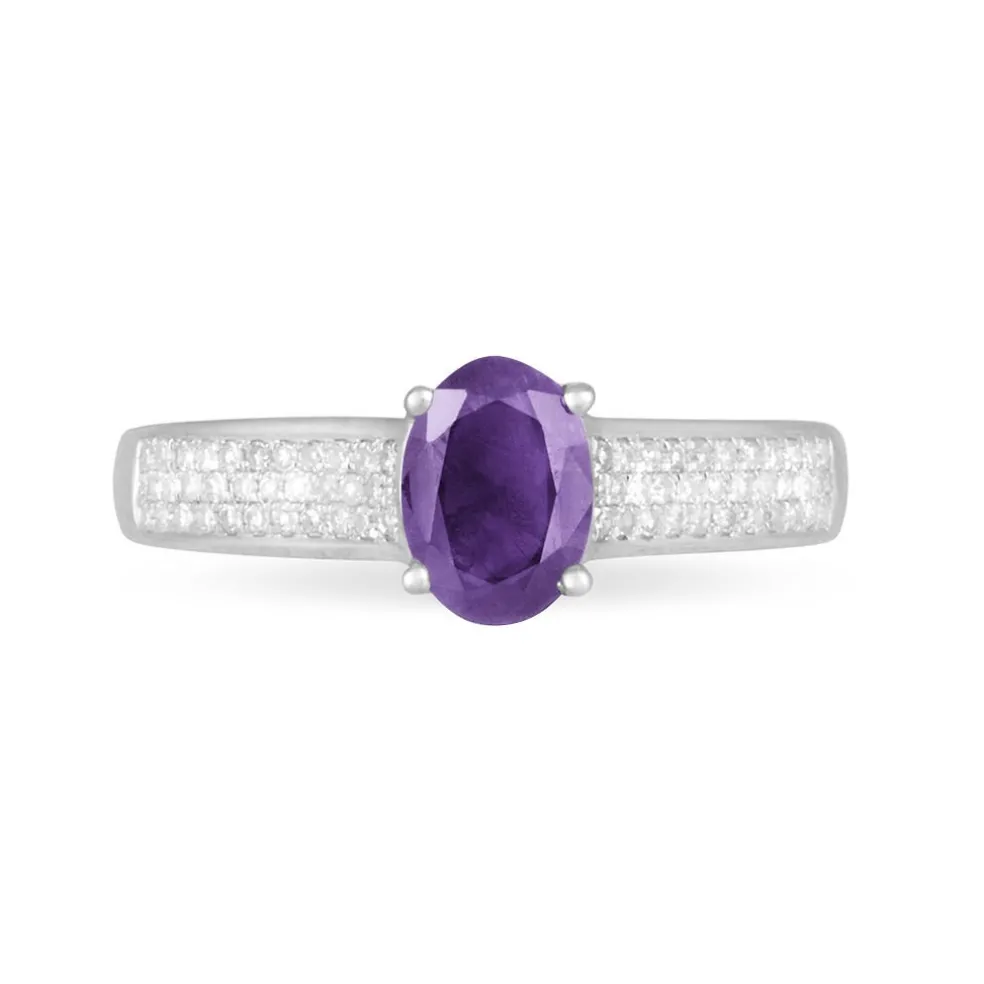 Bague Crista Or Blanc Amethyste Et Diamant